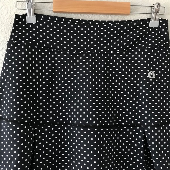 Dona Jo Polka Dot Pleated Tennis Running Skirt/Skort M/2 Black White UVB 15" - Picture 4 of 9